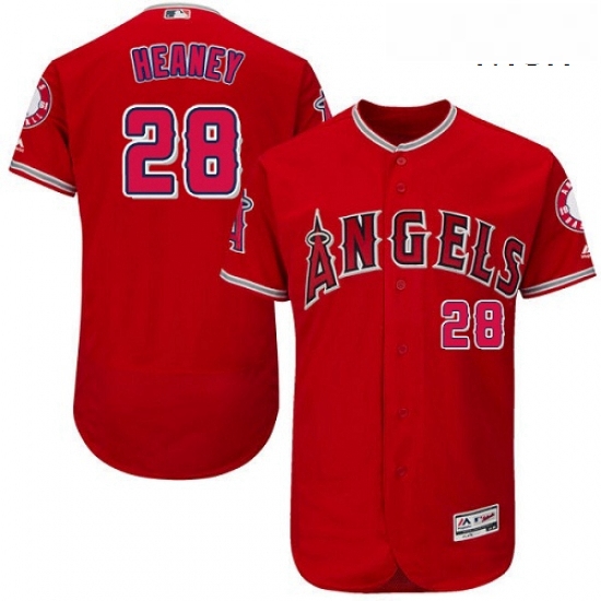 Mens Majestic Los Angeles Angels of Anaheim 28 Andrew Heaney Authentic Red Alternate Cool Base MLB J