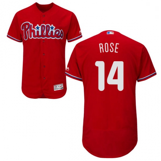 Mens Majestic Philadelphia Phillies 14 Pete Rose Red Alternate Flex Base Authentic Collection MLB Je