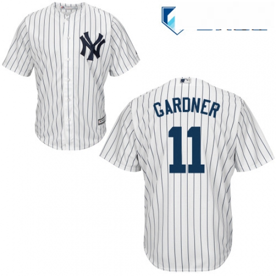 Mens Majestic New York Yankees 11 Brett Gardner Replica White Ho