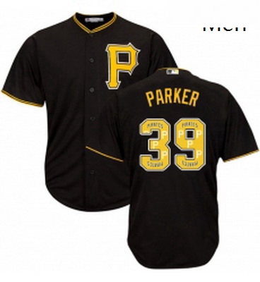 Mens Majestic Pittsburgh Pirates 39 Dave Parker Authentic Black Team Logo Fashion Cool Base MLB Jers