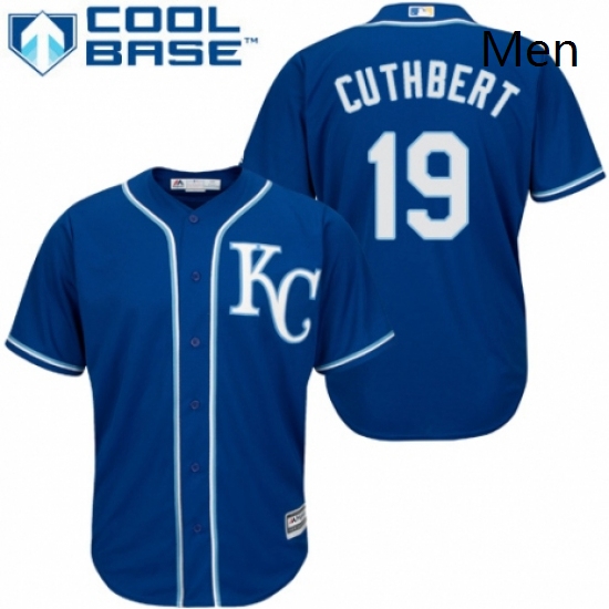 Mens Majestic Kansas City Royals 19 Cheslor Cuthbert Replica Blue Alternate 2 Cool Base MLB Jersey