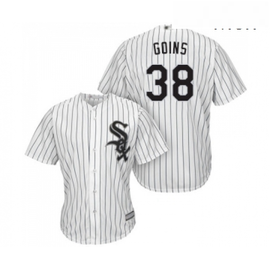 Mens Chicago White Sox 38 Ryan Goins Replica White Home Cool Base Baseball Jersey