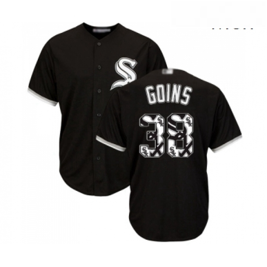 Mens Chicago White Sox 38 Ryan Goins Authentic Black Team Logo Fashion Cool Base Baseball Jersey