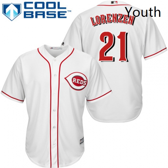 Youth Majestic Cincinnati Reds 21 Michael Lorenzen Authentic White Home Cool Base MLB Jersey