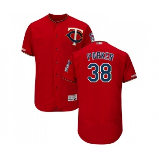 Mens Minnesota Twins 38 Blake Parker Scarlet Alternate Flex Base Authentic Collection Baseball Jerse