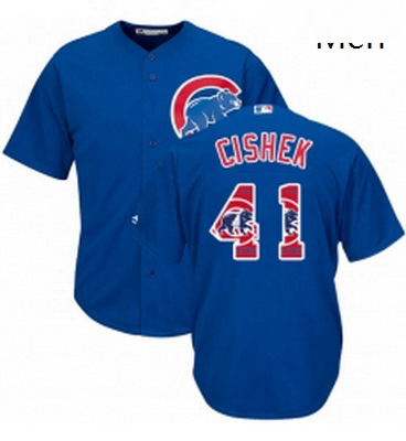 Mens Majestic Chicago Cubs 41 Steve Cishek Authentic Royal Blue Team Logo Fashion Cool Base MLB Jers