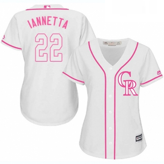 Womens Majestic Colorado Rockies 22 Chris Iannetta Replica White Fashion Cool Base MLB Jersey