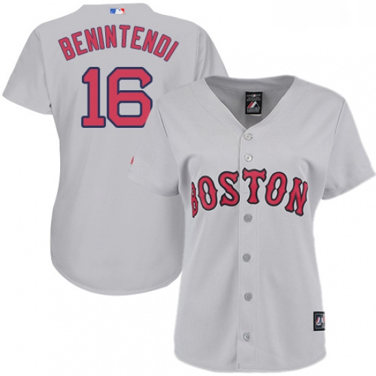 Womens Majestic Boston Red Sox 16 Andrew Benintendi Replica Grey Road MLB Jersey