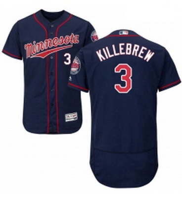 Mens Majestic Minnesota Twins 3 Harmon Killebrew Authentic Navy Blue Alternate Flex Base Jersey Auth