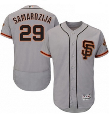 Mens Majestic San Francisco Giants 29 Jeff Samardzija Grey Alternate Flex Base Authentic Collection 