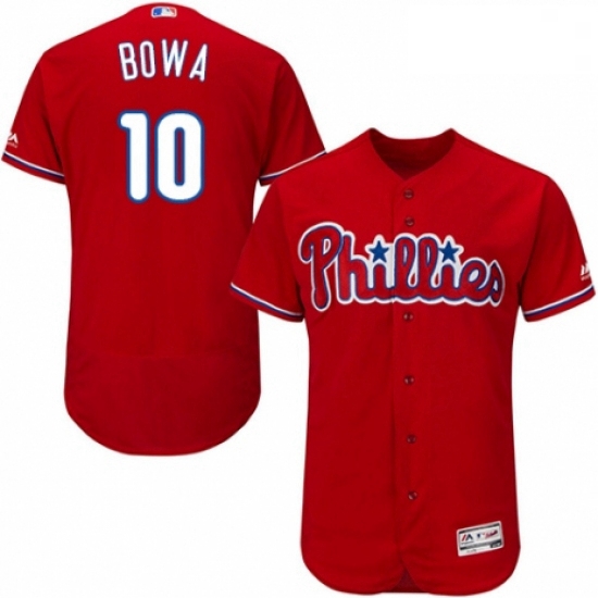 Mens Majestic Philadelphia Phillies 10 Larry Bowa Red Alternate Flex Base Authentic Collection MLB J