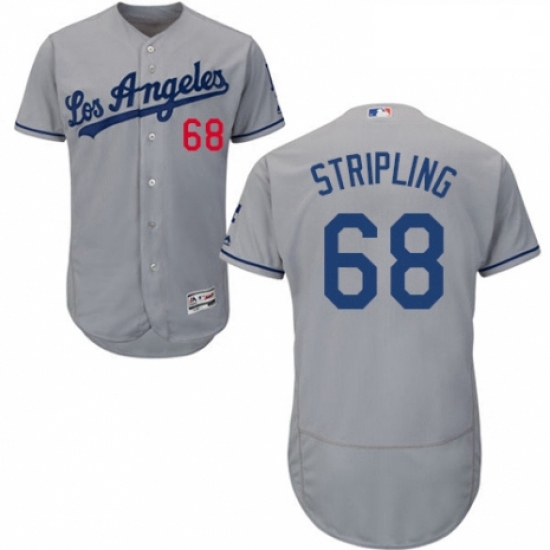 Mens Majestic Los Angeles Dodgers 68 Ross Stripling Grey Road Flex Base Authentic Collection MLB Jer