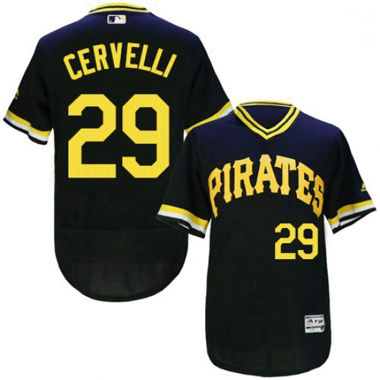 Mens Majestic Pittsburgh Pirates 29 Francisco Cervelli Black FlexBase Authentic Collection MLB Jerse