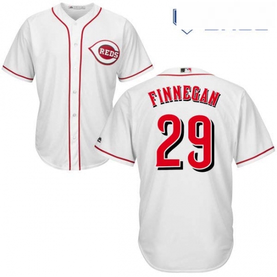 Youth Majestic Cincinnati Reds 29 Brandon Finnegan Authentic White Home Cool Base MLB Jersey