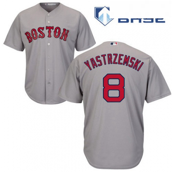 Mens Majestic Boston Red Sox 8 Carl Yastrzemski Replica Grey Road Cool Base MLB Jersey