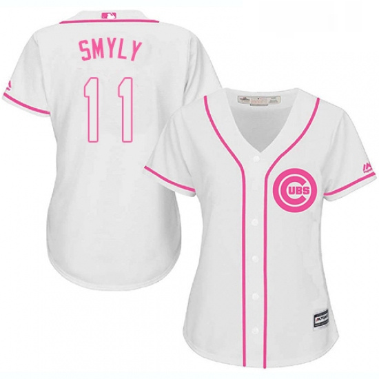 Womens Majestic Chicago Cubs 11 Drew Smyly Replica White Fashion MLB Jersey