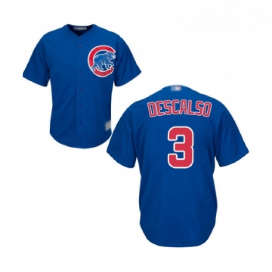 Youth Chicago Cubs 3 Daniel Descalso Authentic Royal Blue Alternate Cool Base Baseball Jersey