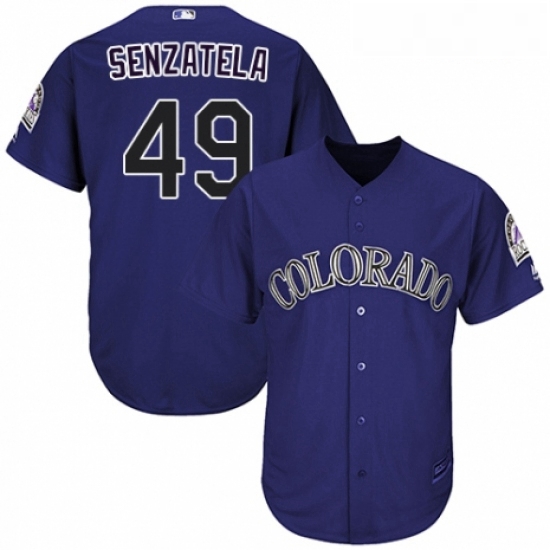 Youth Majestic Colorado Rockies 49 Antonio Senzatela Authentic Purple Alternate 1 Cool Base MLB Jers