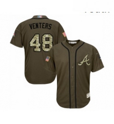 Youth Atlanta Braves 48 Jonny Venters Authentic Green Salute to Service Baseball Jersey