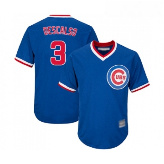 Youth Chicago Cubs 3 Daniel Descalso Authentic Royal Blue Cooperstown Cool Base Baseball Jersey