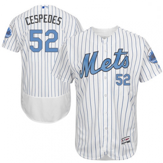 Mens Majestic New York Mets 52 Yoenis Cespedes Authentic White 2016 Fathers Day Fashion Flex Base ML