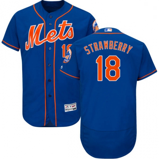 Mens Majestic New York Mets 18 Darryl Strawberry Royal Blue Alternate Flex Base Authentic Collection