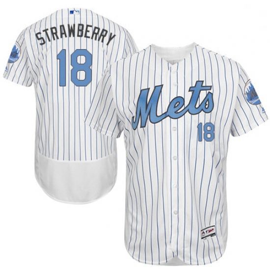 Mens Majestic New York Mets 18 Darryl Strawberry Authentic White 2016 Fathers Day Fashion Flex Base 