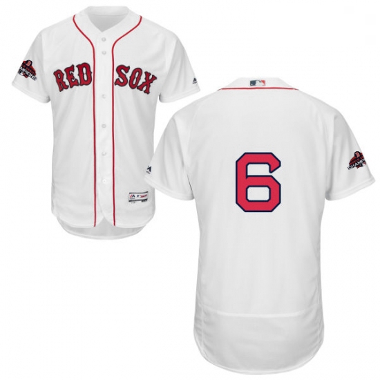 Mens Majestic Boston Red Sox 6 Johnny Pesky White Home Flex Base Authentic Collection 2018 World Ser