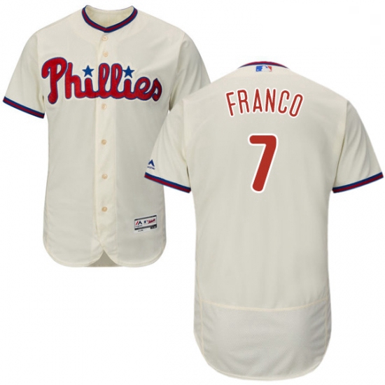 Mens Majestic Philadelphia Phillies 7 Maikel Franco Cream Alternate Flex Base Authentic Collection M