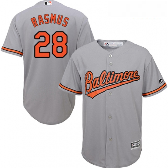 Mens Majestic Baltimore Orioles 28 Colby Rasmus Replica Grey Road Cool Base MLB Jersey