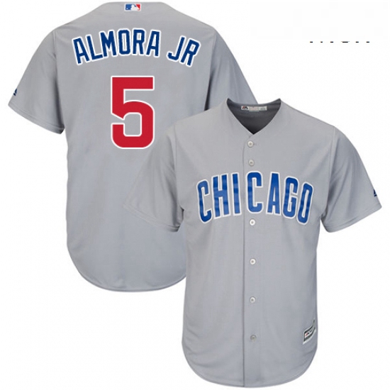 Mens Majestic Chicago Cubs 5 Albert Almora Jr Replica Grey Road Cool Base MLB Jersey