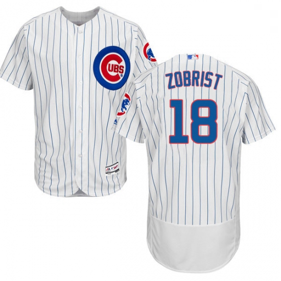 Mens Majestic Chicago Cubs 18 Ben Zobrist White Home Flex Base Authentic Collection MLB Jersey