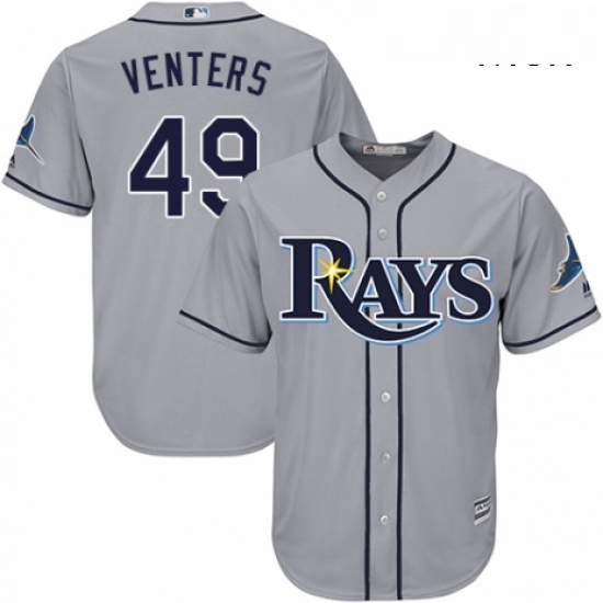 Mens Majestic Tampa Bay Rays 49 Jonny Venters Replica Grey Road Cool Base MLB Jersey