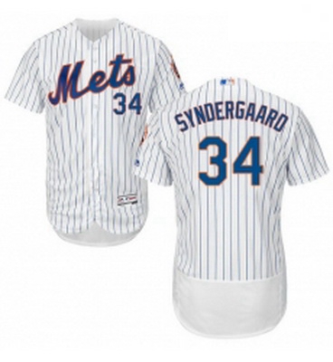 Mens Majestic New York Mets 34 Noah Syndergaard White Home Flex Base Authentic Collection MLB Jersey