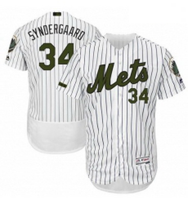 Mens Majestic New York Mets 34 Noah Syndergaard White Memorial Day Authentic Collection Flex Base ML