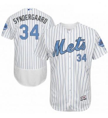 Mens Majestic New York Mets 34 Noah Syndergaard Authentic White 2016 Fathers Day Fashion Flex Base M