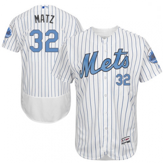 Mens Majestic New York Mets 32 Steven Matz Authentic White 2016 Fathers Day Fashion Flex Base MLB Je