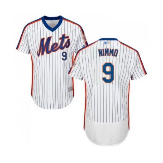 Mens New York Mets 9 Brandon Nimmo White Alternate Flex Base Authentic Collection Baseball Jersey