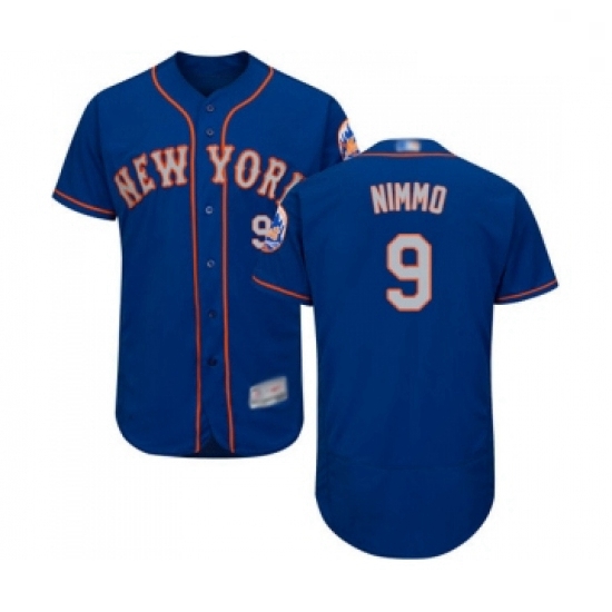 Mens New York Mets 9 Brandon Nimmo Royal Gray Alternate Flex Base Authentic Collection Baseball Jers