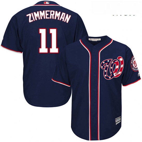 Mens Majestic Washington Nationals 11 Ryan Zimmerman Replica Navy Blue Alternate 2 Cool Base MLB Jer