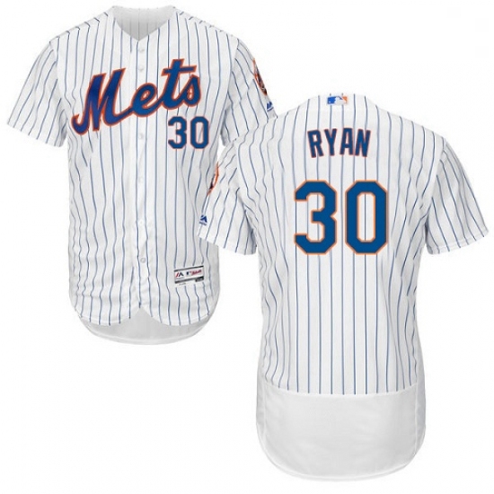 Mens Majestic New York Mets 30 Nolan Ryan White Home Flex Base Authentic Collection MLB Jersey