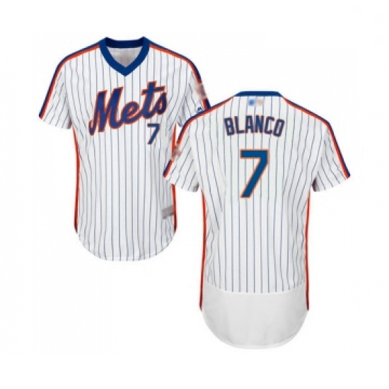 Mens New York Mets 7 Gregor Blanco White Alternate Flex Base Authentic Collection Baseball Jersey