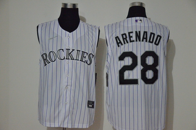 Rockies 28 Nolan Arenado White Nike Cool Base Sleeveless Jersey