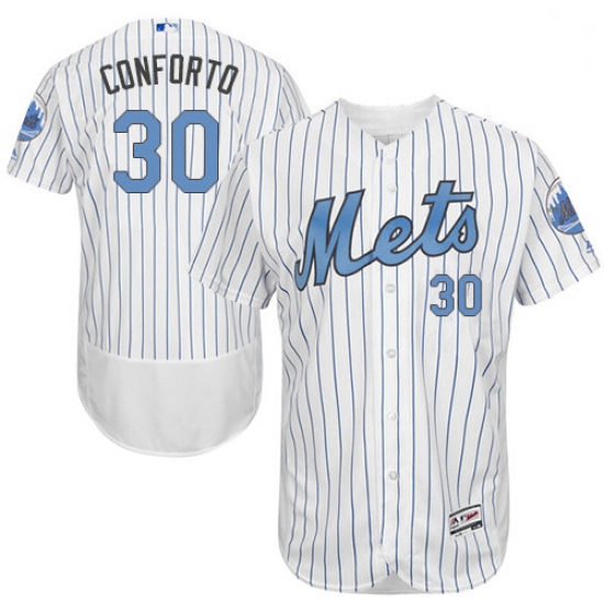 Mens Majestic New York Mets 30 Michael Conforto Authentic White 2016 Fathers Day Fashion Flex Base M