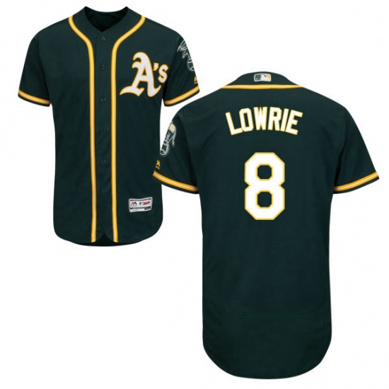 Mens Majestic Oakland Athletics 8 Jed Lowrie Green Alternate Flex Base Authentic Collection MLB Jers