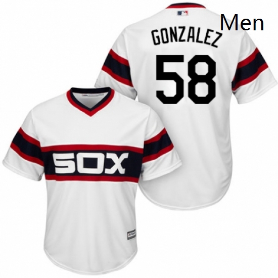 Mens Majestic Chicago White Sox 58 Miguel Gonzalez Replica White 2013 Alternate Home Cool Base MLB J