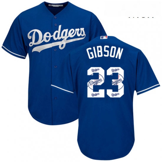 Mens Majestic Los Angeles Dodgers 23 Kirk Gibson Authentic Royal Blue Team Logo Fashion Cool Base ML