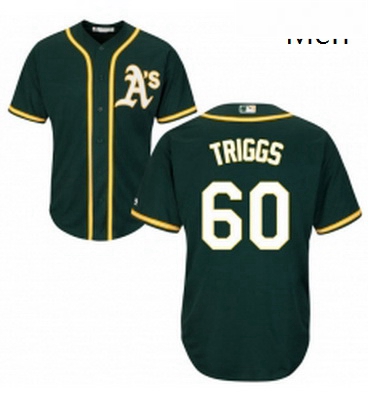 Mens Majestic Oakland Athletics 60 Andrew Triggs Replica Green Alternate 1 Cool Base MLB Jersey