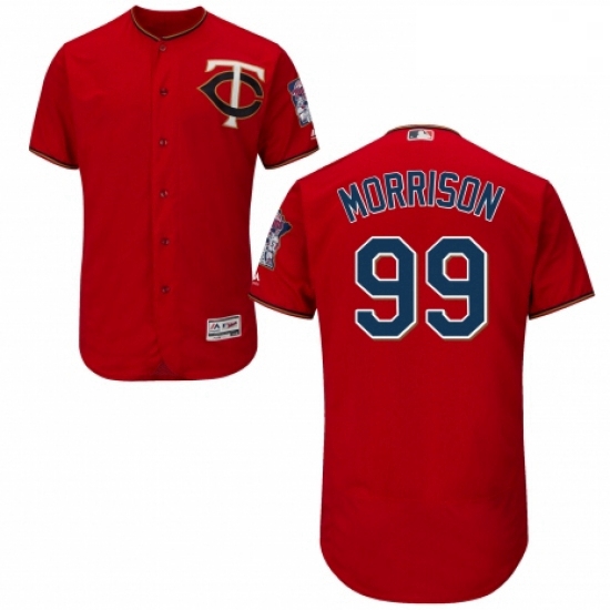 Mens Majestic Minnesota Twins 99 Logan Morrison Authentic Scarlet Alternate Flex Base Authentic Coll