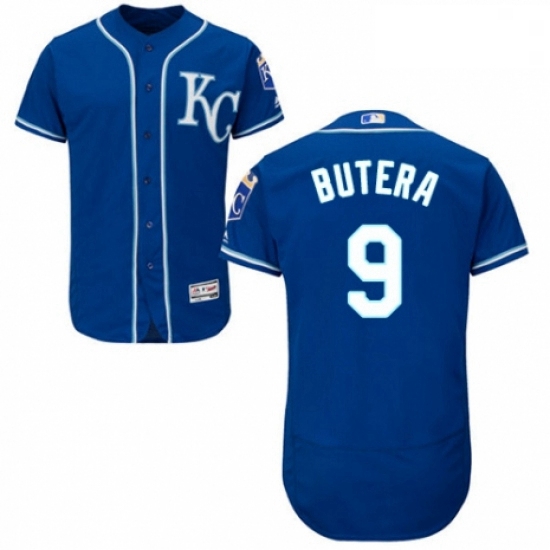 Mens Majestic Kansas City Royals 9 Drew Butera Royal Blue Alternate Flex Base Authentic Collection M